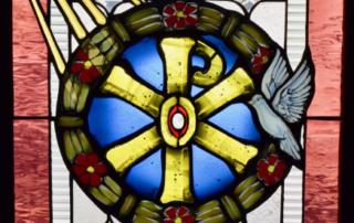 Chi Rho – Jesus anointed the “Christ” at His baptism, the beginning of His ministry.